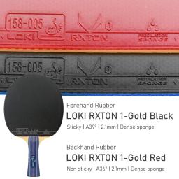 Loki k1 t lâmina de tênis de mesa 5 nível de entrada madeira lâmina de ping pong leve raquete de pingue-pongue montada com rxton 1 borrachas douradas - Image 5