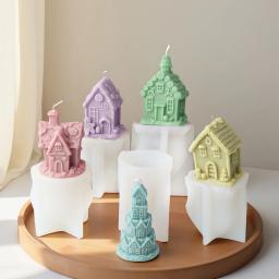 3d casa de natal vela molde silicone diy criativo cabine log cabine aromaterapia gesso molde casa decoração natal presente ferramenta - Image 2