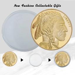 Estados Unidos da América Buffalo Coin Banhado A Ouro Moeda Comemorativa Indiana Arte Criativa Lembrança Presente para Coleção Home Decor - Image 3