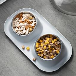 Tigela de gato dupla de aço inoxidável Recipiente de comida para cães Base antiderrapante Alimentador de água para animais de estimação Guarda de segurança de inclinação - Image 3