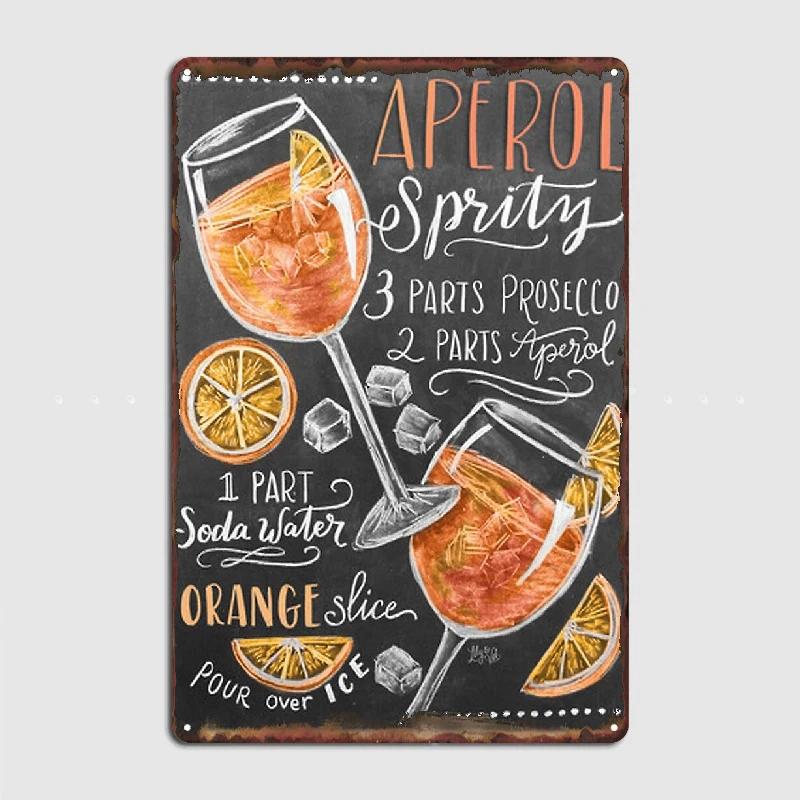 Aperol Spritz Impressões De Metal, Decoração Para Casa Vintage, Pintura De Parede De Arte, Cartaz De Lata, Decoração De Bar E Café - Image 1