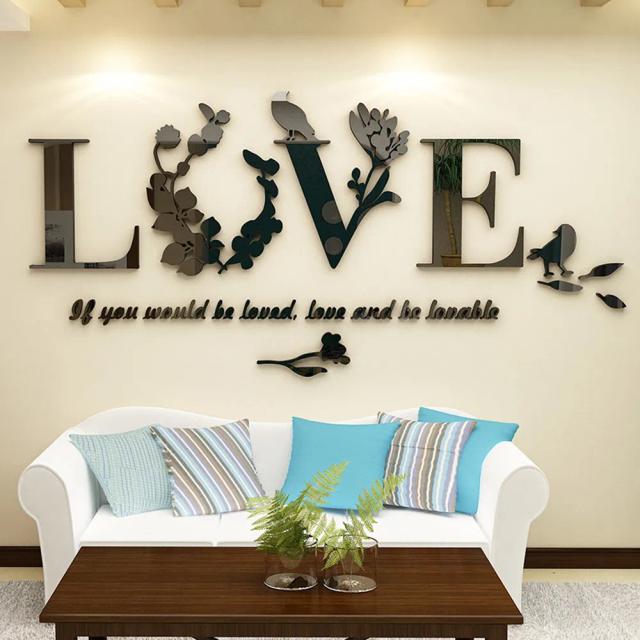 Decalque de Parede em Vinil "Amor" - Adesivo Removível 3D para Decoração de Casa e Quarto com Transporte Rápido