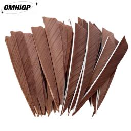 Brown Turquia penas para qualquer madeira e bambu arco e flecha, escudo seta pena, direita e esquerda asa pena, Fletching pena, 100 unid, 4in - Image 1