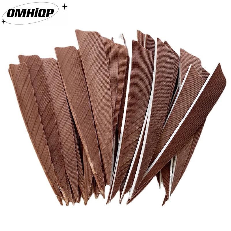 Brown Turquia penas para qualquer madeira e bambu arco e flecha, escudo seta pena, direita e esquerda asa pena, Fletching pena, 100 unid, 4in - Image 1