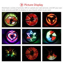 Luzes de roda de bicicleta impermeáveis, 64 LED, luz de bicicleta, motor programável, display RGB, lâmpada recarregável - Image 4