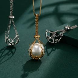 Elegant Pearls Stone Holder Bracket, Gaiola Pingente Ajustável para Colar DIY, Saco Acessórios e Sachet Pingentes Charme - Image 1