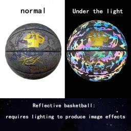 Basquete reflexivo holográfico para jovens adultos, bolas luminosas brilhantes, bolas de borracha internas e externas, tamanho 5 a 7, novas - Image 4