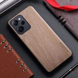 Capa de couro com bambu e madeira padrão para xiaomi poco x5, x6 pro, redmi k70 pro, k70e - Image 3