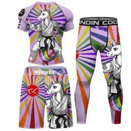 Camisa de compressão masculina Mma Rashguard, calções e calças MMA, protetor solar desportivo, roupa desportiva de segunda pele, calções MMA, novo - Image 3