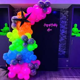 Arco de balões de néon, Starbust preto, Guirlanda de balão, Vamos incandescer, Decoração de casamento, Aniversário, 1 conjunto - Image 2