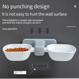 Tigela de alimentação para animais de parede, tigelas duplas para gato e cachorro, tigela de água suspensa, altura ajustável, 1pc - Image 5