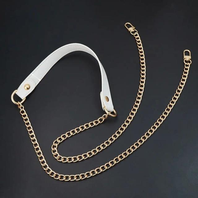 Alça de Ombro DIY em Couro PU Preto com Correntes Metálicas de 120cm