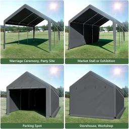 Abrigo de armazenamento resistente do dossel do portador exterior 10x20ft, barraca portátil da festa da garagem, garagem portátil com paredes laterais removíveis - Image 4