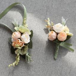 Seda artificial Rose Flores para o noivo, pulso Corsage Flor, casamento Boutonniere, dama de honra Pins, Fontes do casamento - Image 5
