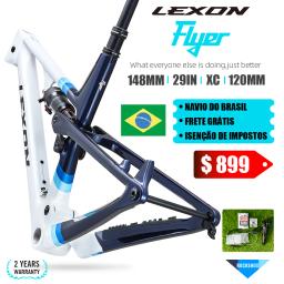 Lexon Flyer-Full Suspensão MTB Bike Frame, Super Leve, Mountain Ciclismo, Conjunto de Molduras, Aumentar, Peças da bicicleta, 29er, 2.35 Pneu, 148 - Image 1