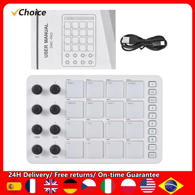 Controlador MIDI RGB com Teclado, Conexão Bluetooth e Baixa Latência, Interface de Saída de 3,5mm e Strike Pad SMC-PAD