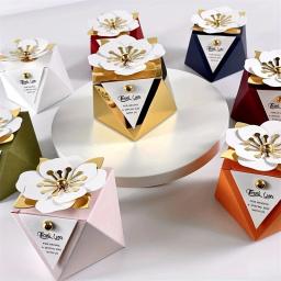 Requintado Triangular Flor Caixas De Papel, Caixa De Doces De Cartão, Festa De Casamento, Presente De Aniversário, Decoração De Lembrança, 20 Pcs, 50Pcs - Image 5