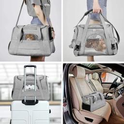 Pet Bag Transportadora com Grosso Algodão Almofada, Aviação Mochila, Anti-Sufocamento, Saco De Viagem Portátil, Malha, ao ar livre - Image 5