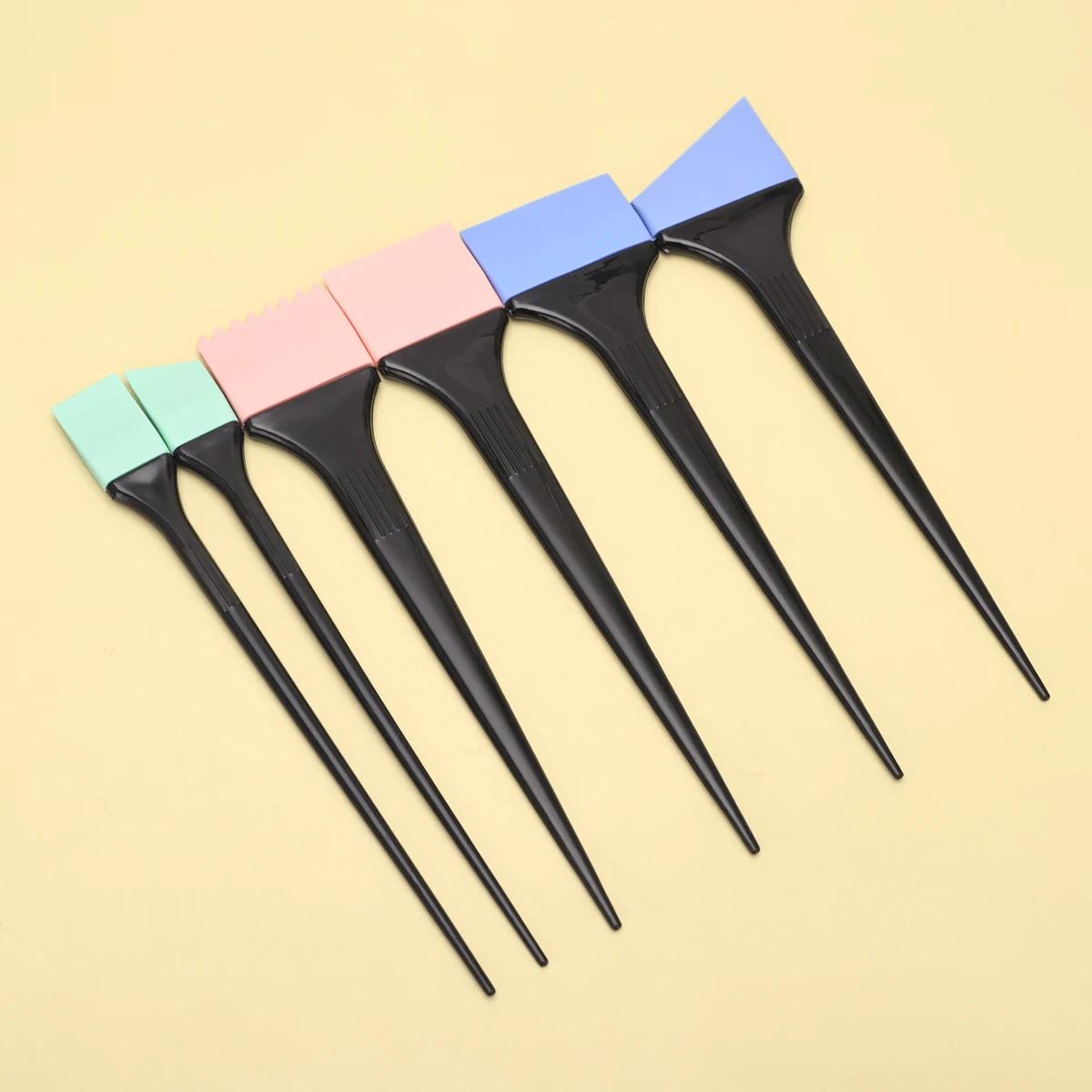 Escova de tingimento de cabelo de silicone Espátula colorida Kit agitador de mistura para Pro Salon Ferramentas de cabeleireiro 6pcs por conjunto - Image 1