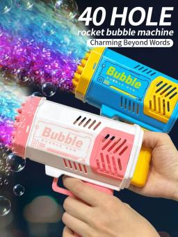 40 buracos máquina de bolha elétrica portátil espaço automático luz bolha arma crianças brinquedos batalha ao ar livre sem bolha água - Image 3