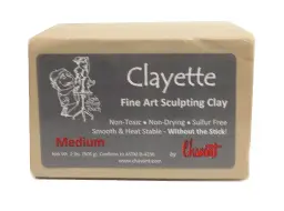 Chavant clayette arte fina escultura argila não-secagem de enxofre livre óleo profissional reutilizável baseado 2lbs(906g) - Image 1