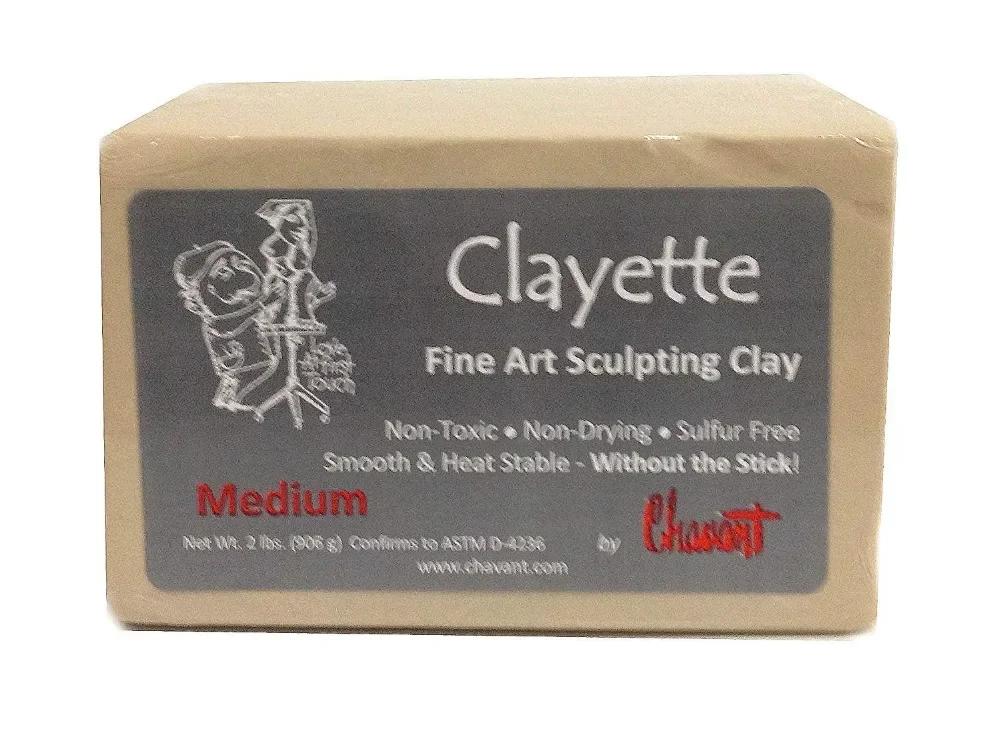 Chavant clayette arte fina escultura argila não-secagem de enxofre livre óleo profissional reutilizável baseado 2lbs(906g) - Image 1