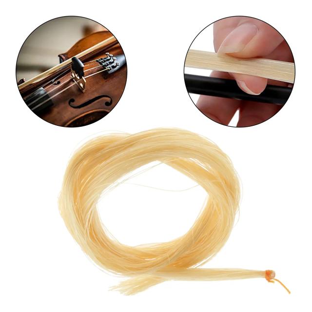 Cabelo de Cavalo Amarelo e Branco de 74cm para Arcos de Violino - Acessórios Universais para Instrumentos de Cordas