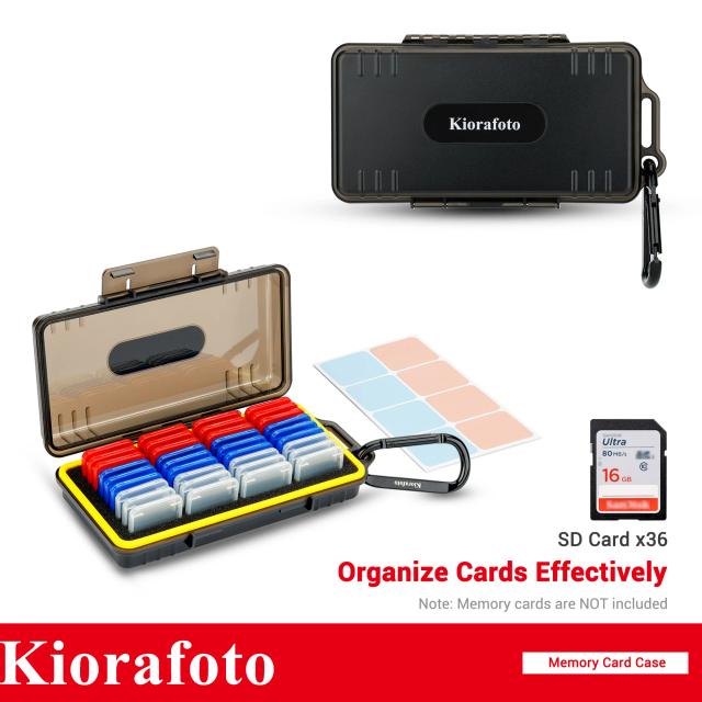 KIORAFOTO Estojo Rígido para Cartão SD à Prova d'Água com 36 Slots