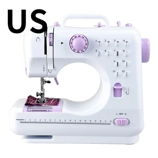 Mini máquina de costura portátil elétrica com pedal para iniciantes - 12 pontos, ideal para artesanato e consertos domésticos