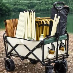 Vagão utilitário dobrável para uso externo, vagão de praia para areia com rodas grandes, carrinho portátil para acampamento, utilitário resistente com capacidade de 500lbs - Image 1
