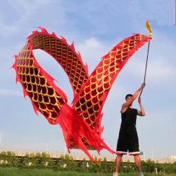 Conjunto corpo dragão com corda para adultos, suporte de dança fita, vermelho e azul, banhado a ouro, performance festiva quadrada, 6 m, 8 m, 10 m - Image 1