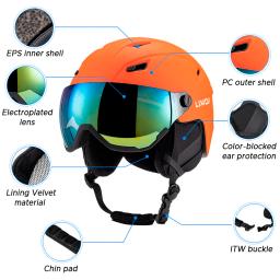 LIXADA Capacete de esqui integrado para homens e mulheres, capacete de snowboard com viseira removível, óculos para homens e mulheres, roupa de snowboard - Image 2