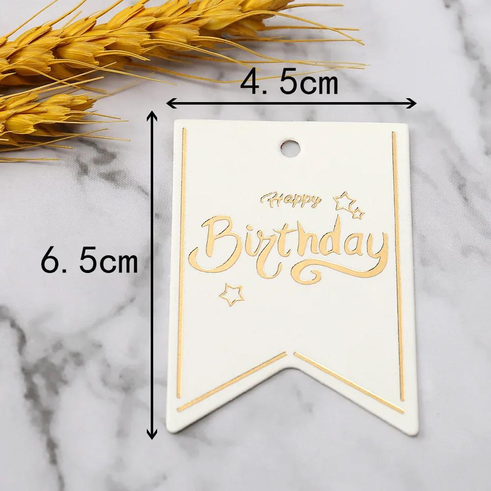 50 pces etiquetas do presente do feliz aniversário doces cookie goodie sacos pendurar tag presentes etiquetas do cartão crianças aniversário favores embalagem suprimentos - Image 1