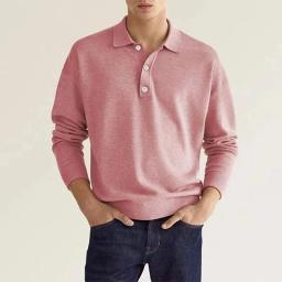 Camisa polo masculina de manga curta com decote em v, blusa casual, luxo independente, item quente, primavera e outono, 2024 - Image 5