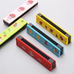 Harmonica cromática de madeira para crianças, 16 buracos, instrumento de sopro musical, mini desenhos animados, tom C, blues, brinquedos para crianças - Image 3