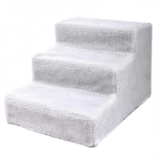 Escadas Antiderrapantes de 3 Etapas em Pano de Pelúcia para Cães e Gatos com Cama Removível