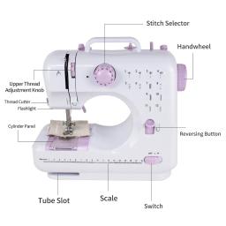Portátil Mini elétrica mão costura Overlock máquina para iniciantes, inserção automática, 12-Needle Press Pedal - Image 4