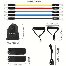 Conjunto de faixas de resistência elástica para o exercício, 11pcs, equipamentos de fitness portátil, tornozelo cinta, expansor peito - Image 2
