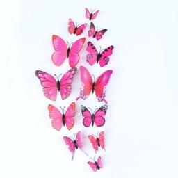 12 pçs borboleta adesivos de parede cor 3d adesivos para decoração de casa rosa azul adesivos para telha janela diy arte da parede ímã adesivos - Image 6