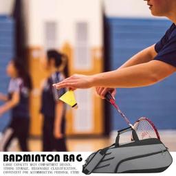 Impermeável Ombro Badminton Organizando Bolsa De Transporte, raquetes De Tênis Capa, mochila De Raquetebol, 3 Raquete - Image 3