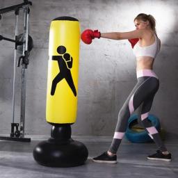 Saco de Perfuração Inflável para Crianças e Adultos, Saco De Areia De Treinamento De Boxe Com Suporte, Saco De Karatê, 160x65cm - Image 2
