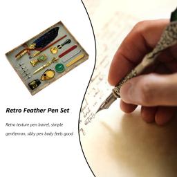 Retro Pena Dip Pen Kit, Antiguidade, Tinta Papelaria, Caligrafia Kit, Vintage, Clássico, Selo de cera - Image 4