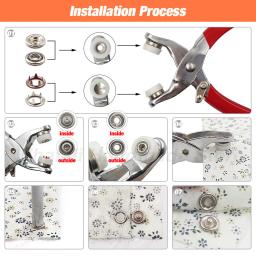 9.5mm metal prong prendedores de pressão com alicate ferramenta kits botão oco/sólido imprensa botão studs para costura roupas sacos de vestuário - Image 5