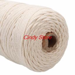 Durável 200m branco algodão cordões natural bege torcido cabo ofício macrame corda diy artesanal casa decorativo fornecimento 3mm - Image 5