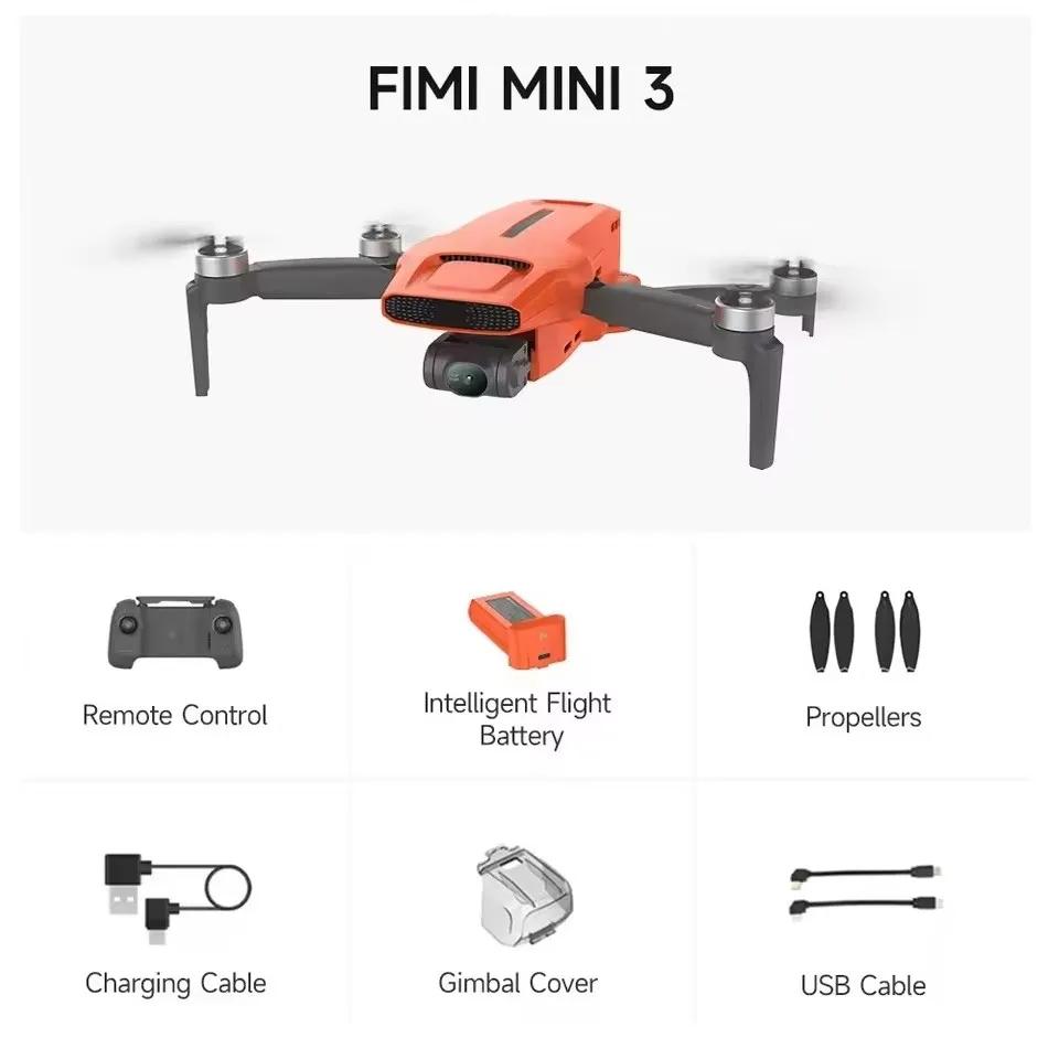 Fimi mini 3 novo drone 4k 60fps ai super night video 9km faixa 3 eixos cardan 249g design ultraleve rastreamento inteligente pro drone - Image 1