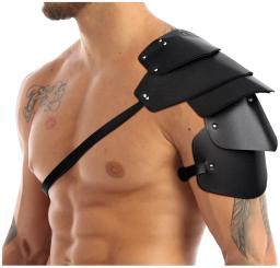 Armadura de ombro multicamada masculina, estilo guerreiro viking preto, armadura retrô medieval, acessório de cosplay - Image 2