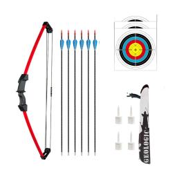 Conjunto de arco e flecha composto para crianças jovens, conjunto de tiro com arco de caça para iniciantes, jogos ao ar livre para meninos e meninas 8 flecha - Image 1