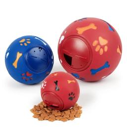 Bola de borracha do brinquedo do cão com dispensador de alimentos, Pet Food Play Ball, Teething Training Toy, Interativo Pet Toy, azul e vermelho, Diâmetro 7,5 centímetros - Image 3