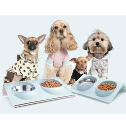 Alimentador de comida tigela de aço inoxidável, tigela de água dupla, alimentador pet, cão e gato mesa de alimentação pequenos acessórios - Image 3