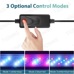 Super Slim LED Iluminação do aquário, RGB Aquatic Plant Light, extensível clipe impermeável para aquário, luzes coloridas, 18-58cm, 90-260V - Image 3